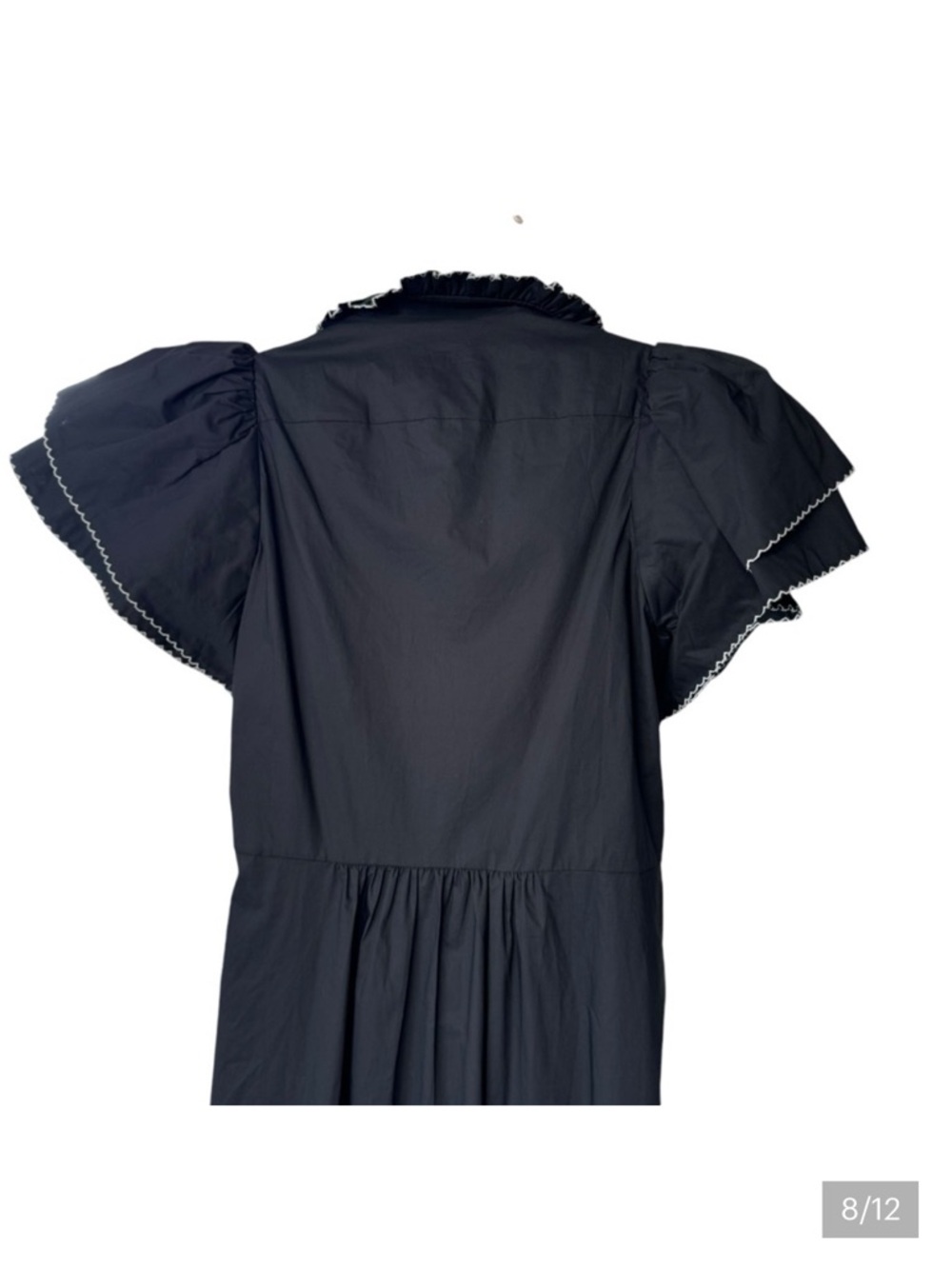 Tuckernuck Alice Black Ruffle-Sleeve Button-Front Midi Dress - Picture 8 of 9